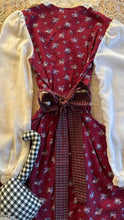 Load image into Gallery viewer, Childs 1970’s vintage Red Floral and Plaid Calico Jeunnes Filles Gunne Sax dress