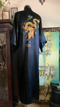 Load image into Gallery viewer, Elegant Black Satin Embroidered Dragon Robe
