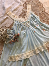 Load image into Gallery viewer, 1980’s Vintage Blue Mesh and Lace BabyDoll Camisole & Bloomer Set by Rosalie