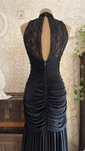 Load image into Gallery viewer, Amazing 1980’s Vintage Black Draped and Ruched Mermaid Dress
