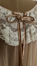 Load image into Gallery viewer, Dreamy 1970's vintage Cappuccino Beige and Ivory cream chiffon peignoir Robe