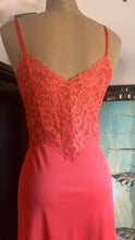 Load image into Gallery viewer, Wonderful 1960’s Vintage Tangerine Orange Nylon and Lace Vanity Fair Slip Nightgown