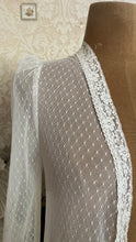 Load image into Gallery viewer, 1970's vintage sheer ivory net lace and pearls Gunne Sax cover up