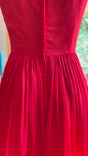 Load image into Gallery viewer, Gorgeous 1950’s Vintage Cherry Red Silk Chiffon Dress
