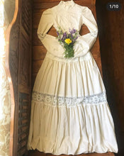 Load image into Gallery viewer, 1970's vintage Gunne Sax Ivory Poplin and Lace maxi dress