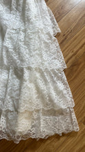 Load image into Gallery viewer, Stunning 1980’s Vintage White Satin and Tiered Lace Dream Dress