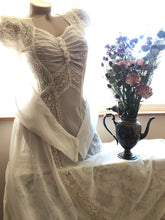 Load image into Gallery viewer, Breathtaking 1930’s Vintage Dove White Sheer Bridal Dress with Train