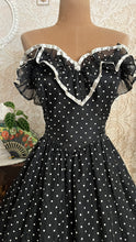 Load image into Gallery viewer, The 3 Shadows 1980’s Vintage Black and White Swiss Dot Gunne Sax Dress