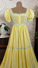 Load image into Gallery viewer, Handmade vintage Yellow Flocked Heart Wreath Voile Princess Dress