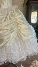 Load image into Gallery viewer, Perfect Cupcake 1970's Vintage Ivory Satin and White Lace Gown