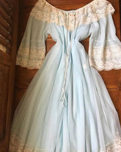 Load image into Gallery viewer, 1970's vintage Pale Blue chiffon peignoir nightgown and robe set