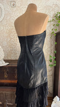 Load image into Gallery viewer, Gorgeous 1980’s Vintage Black Leather Tiered Wiggle Dress