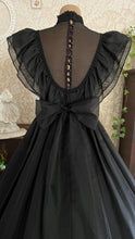 Load image into Gallery viewer, Showpiece Gothic 1980’s vintage Black Swiss Dot Chiffon Gunne Sax gown
