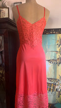 Load image into Gallery viewer, Wonderful 1960’s Vintage Tangerine Orange Nylon and Lace Vanity Fair Slip Nightgown