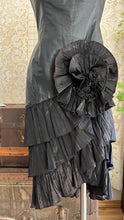 Load image into Gallery viewer, Gorgeous 1980’s Vintage Black Leather Tiered Wiggle Dress