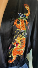Load image into Gallery viewer, Elegant Black Satin Embroidered Dragon Robe