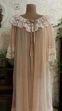 Load image into Gallery viewer, Dreamy 1970's vintage Cappuccino Beige and Ivory cream chiffon peignoir Robe