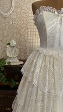 Load image into Gallery viewer, Perfect 1980’s Vintage White Satin and Tiered Lace Dream Dress