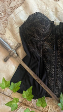 Load image into Gallery viewer, Stunning 1980’s Vintage Black Satin and Illusion Lace Zip up Bustier by Adonna 36C