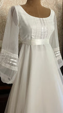 Load image into Gallery viewer, Breathtaking 1970’s Vintage White Chiffon Bridal Gown Wedding Dress by Lorrie Deb of San Francisco