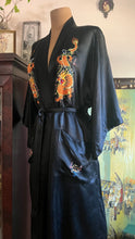 Load image into Gallery viewer, Elegant Black Satin Embroidered Dragon Robe