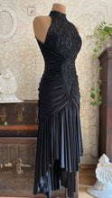 Load image into Gallery viewer, Amazing 1980’s Vintage Black Draped and Ruched Mermaid Dress