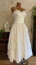 Load image into Gallery viewer, Darling 1980’s Vintage White Satin and Lace Sweetheart Dress