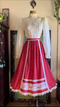 Load image into Gallery viewer, Bright and Beautiful 1970’s Vintage Red Calico Midi Skirt