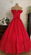 Load image into Gallery viewer, Heart Stopping 1980's vintage Red Swiss Dot Chiffon Gunne Sax gown