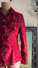 Load image into Gallery viewer, Made in England 1960’s 1970’s Vintage Red Suedette Button Down Shirt Jacket