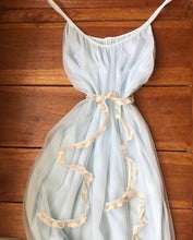 Load image into Gallery viewer, 1970's vintage Pale Blue chiffon peignoir nightgown and robe set