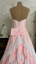 Load image into Gallery viewer, 1980’s Vintage Pink Lace and Taffeta Strapless Dream Dress