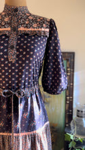 Load image into Gallery viewer, 1970’s Vintage Wild Rose Calico Drawstring Tent Dress by Young Edwardian
