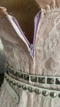 Load image into Gallery viewer, Soft Lilac 1980’s vintage pink satin and lace dress