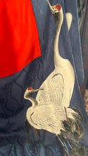 Load image into Gallery viewer, Incredible Vintage 17 Hand Painted Cranes Silk Kimono Robe