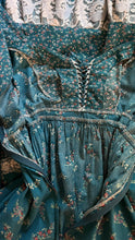 Load image into Gallery viewer, Rare and spectacular Teal Calico 1970’s Vintage Gunne Sax Dress