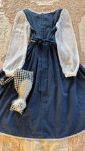 Load image into Gallery viewer, Childs 1970’s vintage Dusty Blue Polka Dot Calico Jeunnes Filles Gunne Sax dress