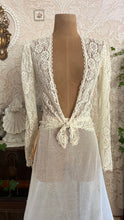 Load image into Gallery viewer, 1970's vintage ivory lace front tie Gunne Sax blouse