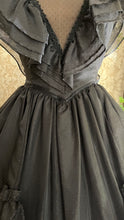 Load image into Gallery viewer, Showpiece Gothic 1980’s vintage Black Swiss Dot Chiffon Gunne Sax gown
