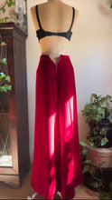 Load image into Gallery viewer, 1970’s Vintage Blood Red Velvet Bell Bottom Palazzo Pants
