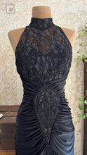 Load image into Gallery viewer, Amazing 1980’s Vintage Black Draped and Ruched Mermaid Dress