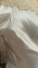 Load image into Gallery viewer, Breathtaking 1950’s Vintage White Satin and Ivory Lace Bridal Gown Wedding Dress
