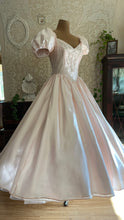 Load image into Gallery viewer, Absolute Fairytale 1980’s Vintage Pink Satin and Pearl Puff Shoulder Gown