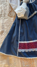 Load image into Gallery viewer, Childs 1970’s vintage Dusty Blue Polka Dot Calico Jeunnes Filles Gunne Sax dress