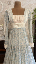 Load image into Gallery viewer, 1970’s Vintage Blue Rose Print Gunne Sax Dress
