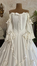 Load image into Gallery viewer, Fairytale 1984 Vintage Off the Shoulder White Cotton Bridal Gown by Laura Ashley