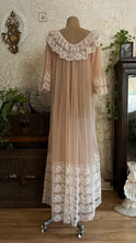 Load image into Gallery viewer, Dreamy 1970's vintage Cappuccino Beige and Ivory cream chiffon peignoir Robe