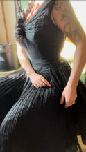 Load image into Gallery viewer, Darling 1950’s Vintage Little Black Pleated Chiffon Dress by Jonny Herbert