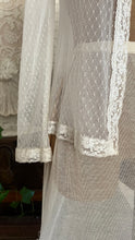 Load image into Gallery viewer, 1970's vintage sheer ivory net lace and pearls Gunne Sax cover up