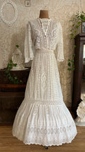 Load image into Gallery viewer, Antique 1900’s Edwardian Era White Fluer De Lis Lace Dress